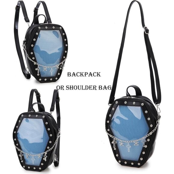 Gothic Coffin Shape Purse Handbag for Women\'s Halloween Shoulder Bag Blue main image 7